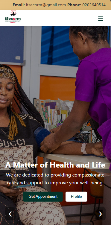 Isecorm Clinic Website Screenshot